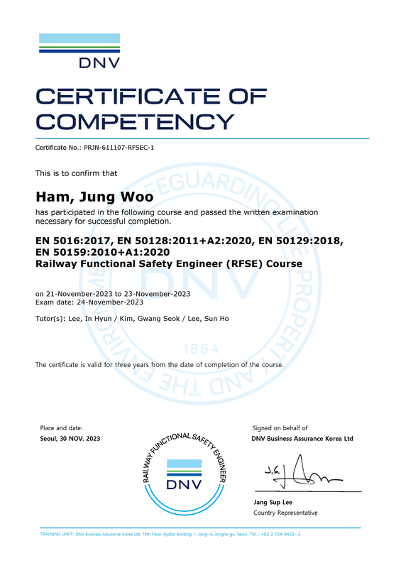 DNV Training: Railway Functional Safety Engineer (RFSE) Course