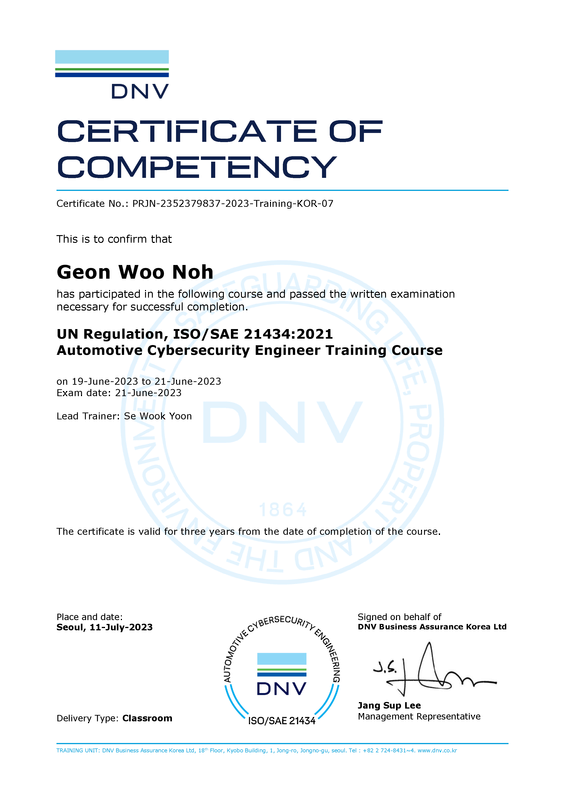 DNV Training: UN Regulation, Automotive Cybersecurity Engineer Training Course