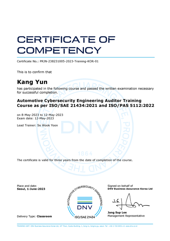 DNV Training: Automotive Cybersecurity Engineering Auditor Training Course